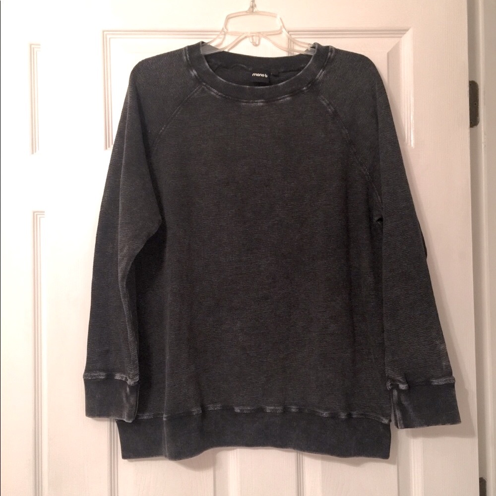 Mono B charcoal gray acid wash sweatshirt